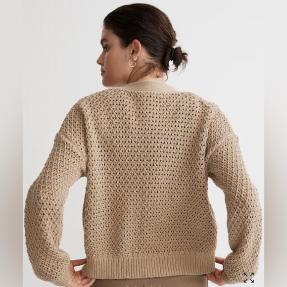 Madewell Open-Stitch Crop Cardigan Sweater Size Small Tan Cotton - Picture 10 of 10